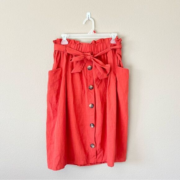 Paperbag Belted Skirt w/ Pockets - Picture 1 of 4